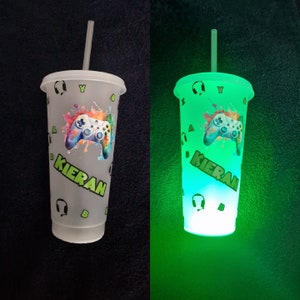 GAMER COLD CUP, Light up,  Personalised, Boys drinks ,Teen Gift, Gamer controller, gaming accessories, Birthday Gifts, Party Favours