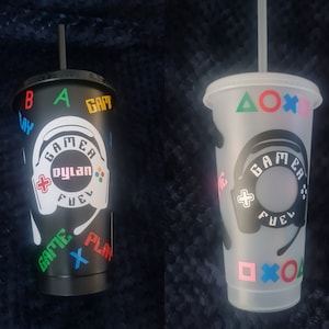 GAMER COLD CUP, Personalised, Gamer Cold cup for kids, Boys drinks, Teen Gift, Glow in the dark, Gamer controller,gaming accessories