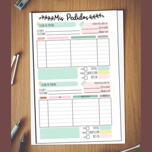 order template, Plantilla para pedidos. imprimible