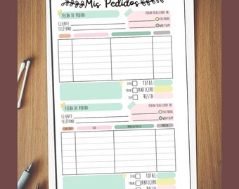 order template, Template for orders. printable