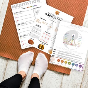 Sacral Chakra Yoga Meditation Cheat Sheet / Tabla imprimible / Guía de energía de conexión a tierra / Svadhisthana Gift Decor Descargar / PNG Poster