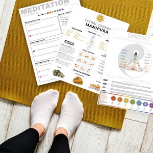 Sacral Chakra Yoga Meditation Cheat Sheet / Tabla imprimible / Guía de energía de conexión a tierra / Descarga de decoración de regalos de autoestima / Póster PNG