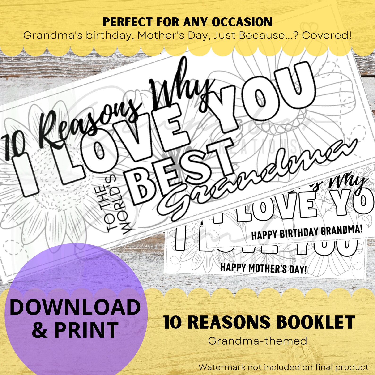 10 Reasons Why I Love You Grandma Booklet | Coloring Activity for Kids ...
