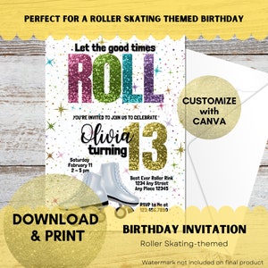 ローラースケートの誕生日パーティー招待状 | 楽しい時間を過ごしましょう | Canva で編集可能 | ダウンロードして印刷可能 - 他の年齢層向けのメッセージ
