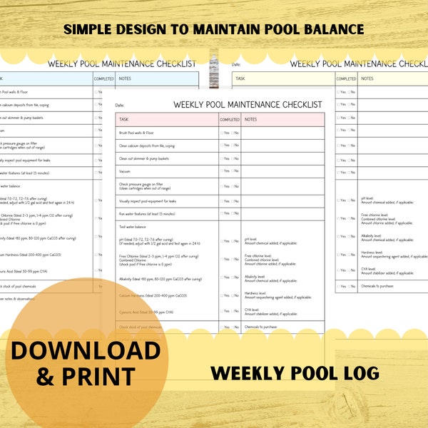Pool Chemical Cheat Sheet - Etsy