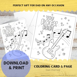You Rock Dad Karte und Malseite | Kinder Fingerabdruck Handwerk | Geschenk für Papa zum Geburtstag oder Vatertag | Druckbar | Digitaler Download