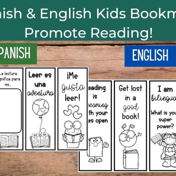 Bookmarks for Kids, School, Cute, Spanish English Bilingual Bookmarks, Read Across America, World Read Aloud Day