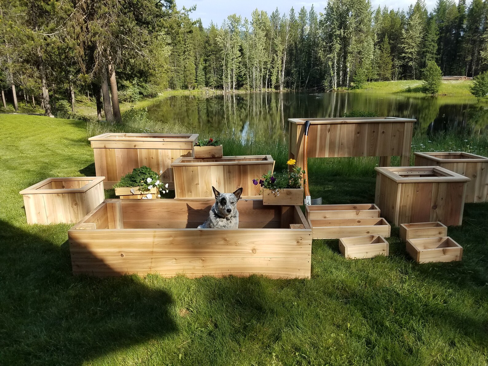 Raised Cedar Deck Planter Tongue and Groove Design Rough Etsy