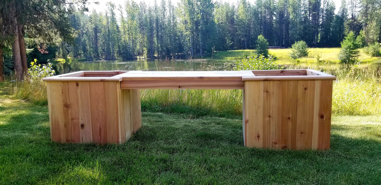 Raised Cedar Deck Planter Tongue and Groove Design Rough Etsy