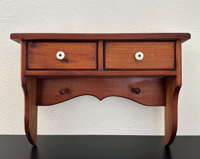 Vintage Wooden Wall Shelf W Peg Rack, Wooden Peg Rack, Vintage ...