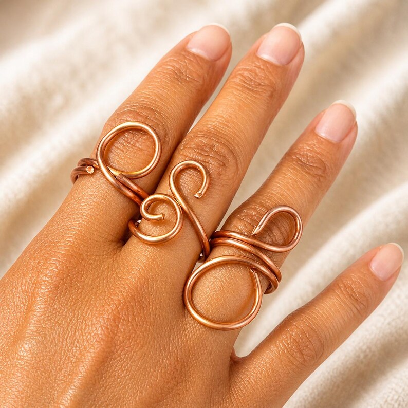 Copper Handmade Wire Rings | Adjustable & Sized Options | Boho ...
