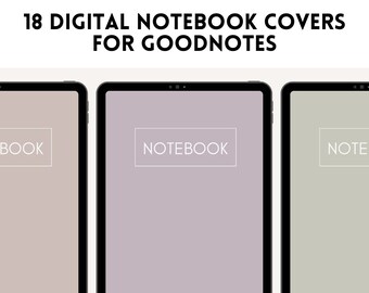 18 Digital Notebook Covers, Goodnotes Digital Notebook Covers, Notability Notebook Covers, Instant Download, US Letter, PDF & PNG