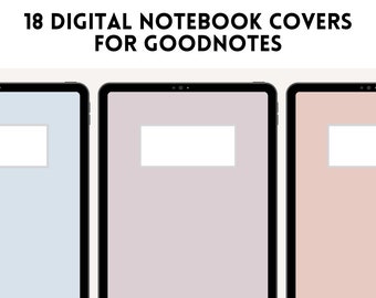 18 Digital Notebook Covers, Goodnotes Digital Notebook Covers, Notability Notebook Covers, Instant Download, US Letter, PDF & PNG