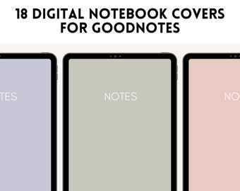 18 Digital Notebook Covers, Goodnotes Digital Notebook Covers, Notability Notebook Covers, Instant Download, US Letter, PDF & PNG