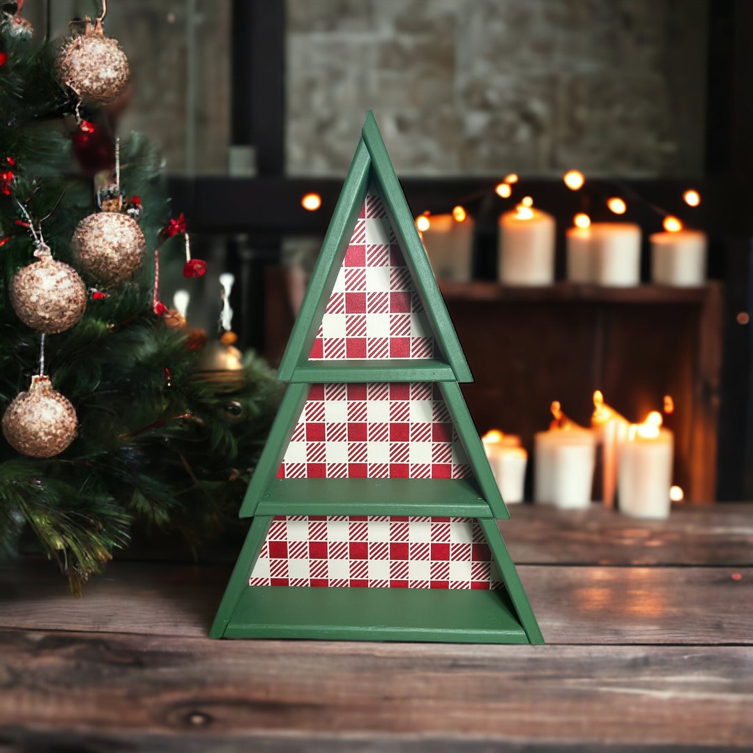Handmade Red and Green Christmas Tree Shaped Shelf. Spacesaving, Loved