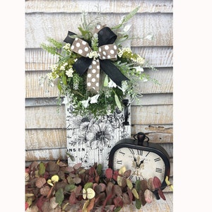 Floral Farmhouse wall decoration, spring shelf sitter, white floral chippy home decor, shabby wall decor, French floral mantle decoration