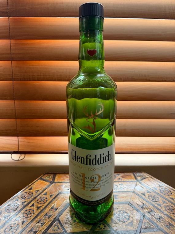 Glenfiddich 12 Single Malt Scotch Empty Bottle for Craft and Decor