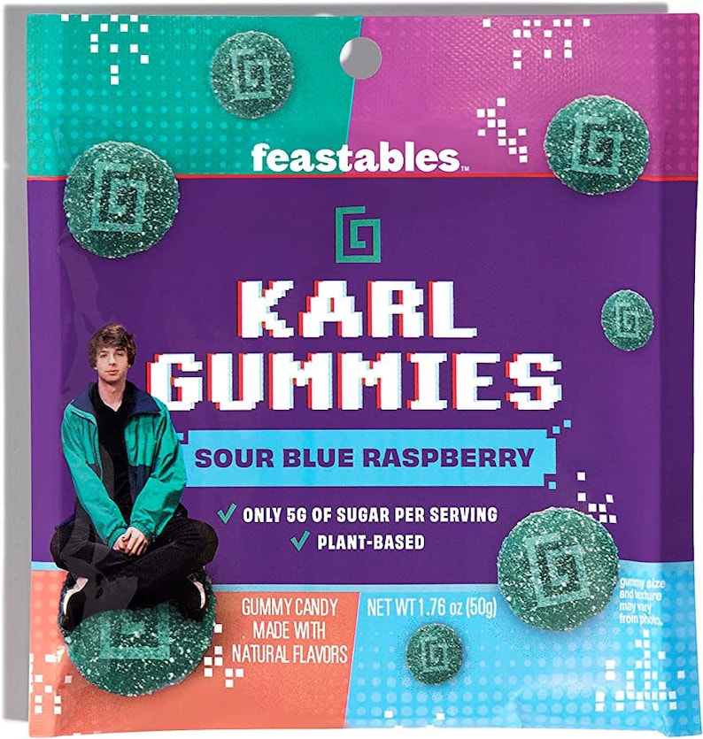 Feastables Mrbeast Karl Gummy Sour Candy Blue Raspberry 1 Etsy