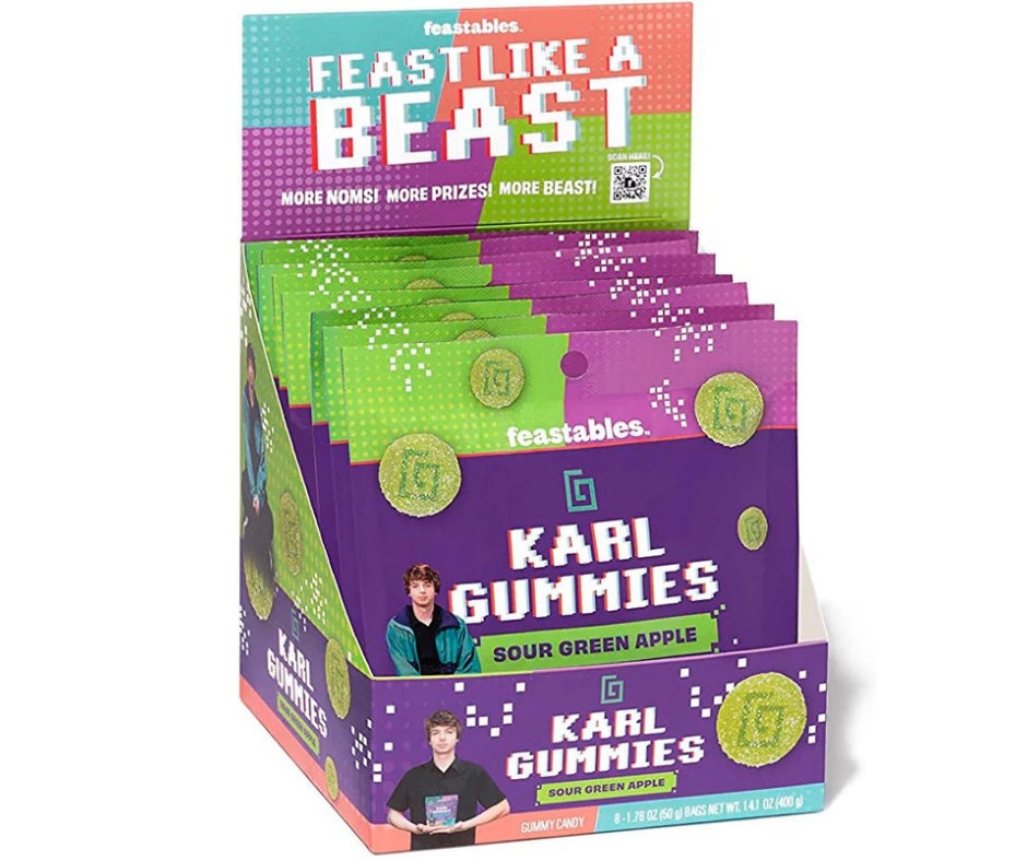 Feastables Mrbeast Karl Gummy Sour Candy Green Apple 1 Bag Etsy Singapore