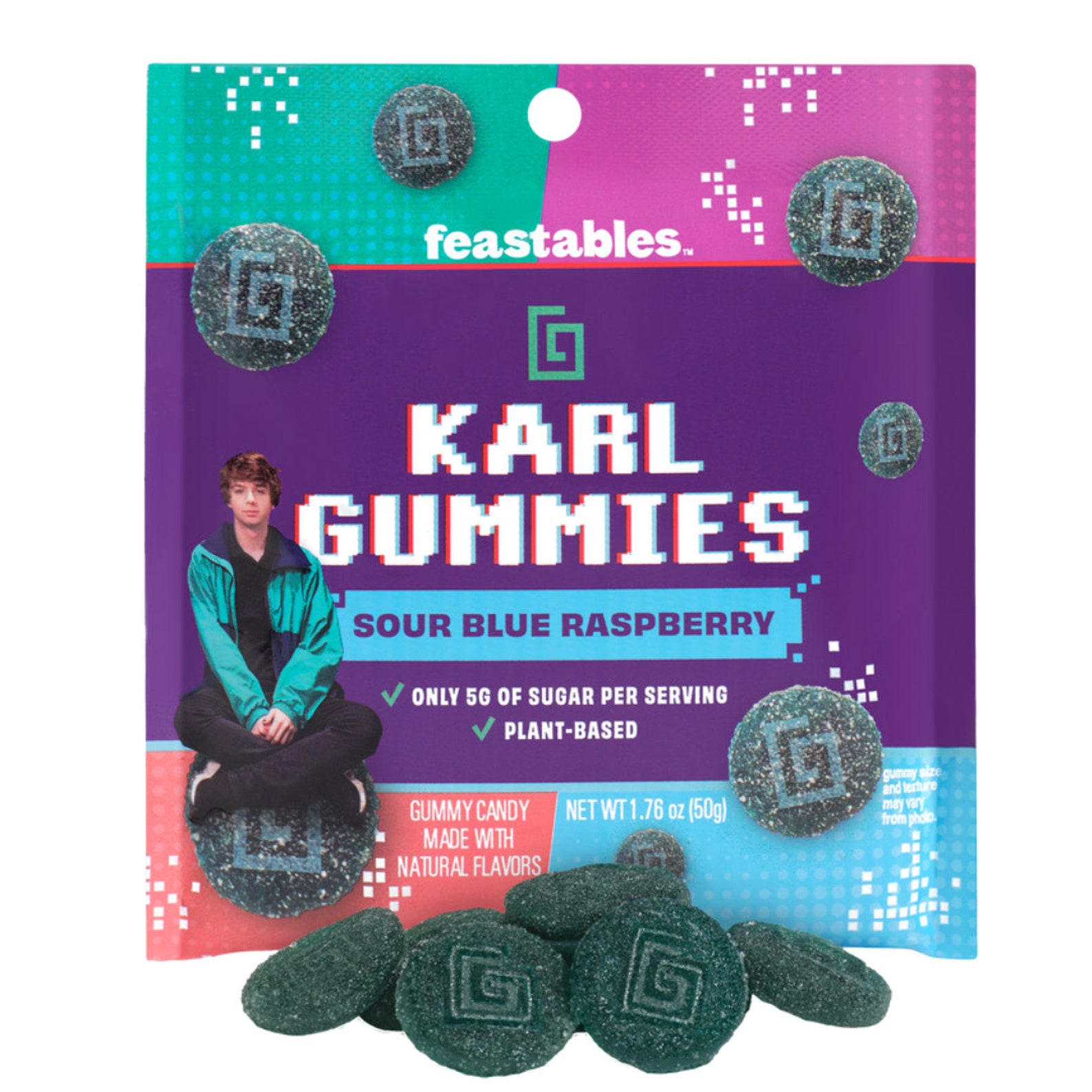 Feastables Mrbeast Karl Gummy Sour Candy Blue Raspberry 1 Etsy Norway