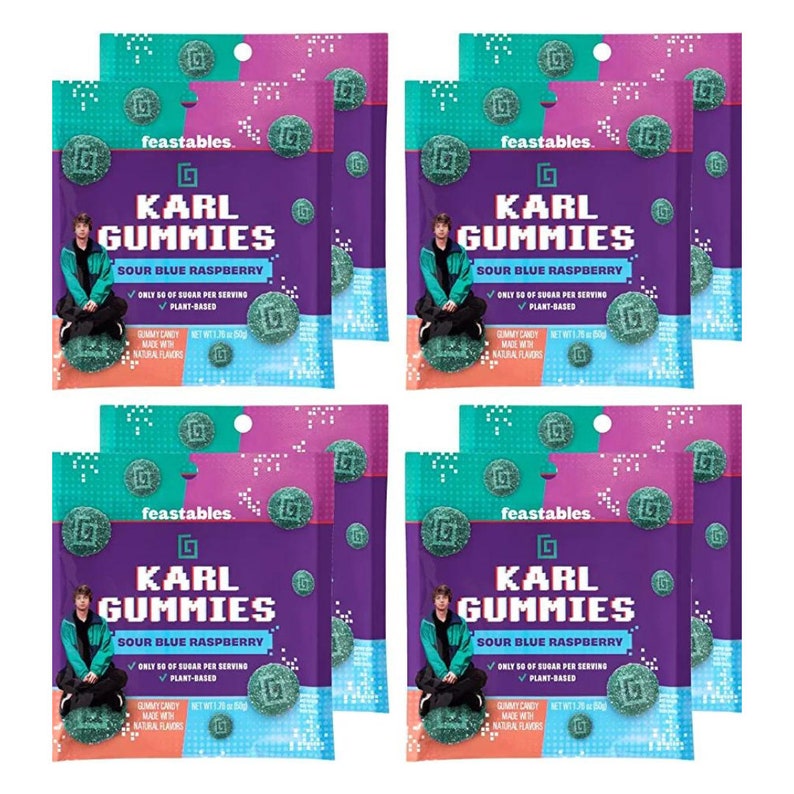 Feastables Mrbeast Karl Gummy Sour Candy Blue Raspberry 1 Etsy