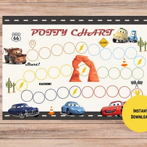 Cars Potty Training Chart - PDF - Digital Sofortiger Download - Lightning McQueen Cars