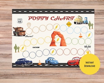 Cuadro de entrenamiento para ir al baño de Cars - PDF - Descarga instantánea digital - Cars de Lightning McQueen