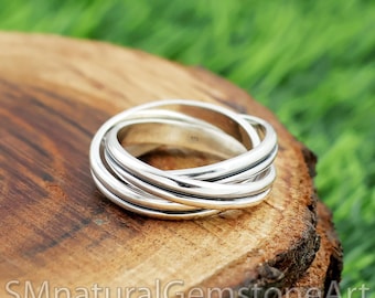 925 Sterling Silver Triple Rolling Ring: Handmade Statement Jewelry
