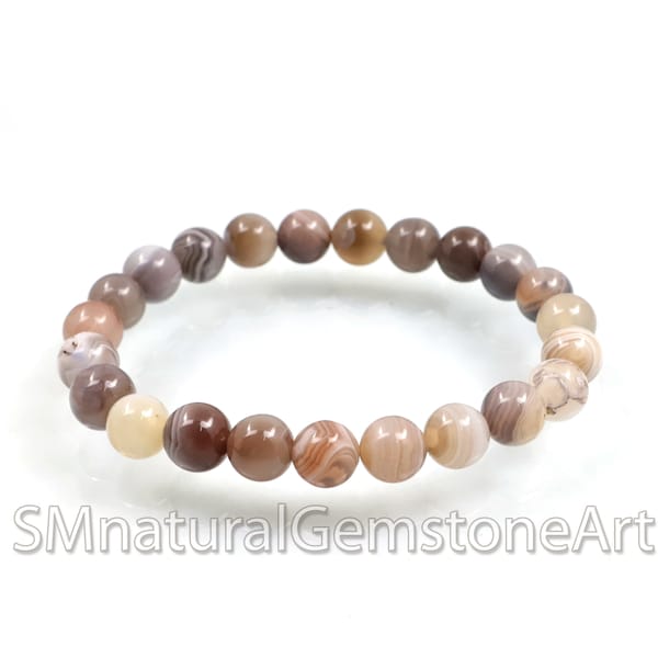 Natural Botswana Agate Beaded Bracelet, Botswana Agate Stretch Bracelet, Botswana Agate Bracelet, Healing Beads Bracelet, Unisex Bracelet