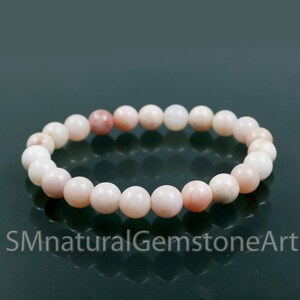 Pink Opal Bracelet: Natural Gemstone Beads, Healing Crystal (8mm)