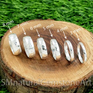 Anillo de plata esterlina con forma de media cúpula martillada y ajuste cómodo - Boda, pulgar, todos los anchos