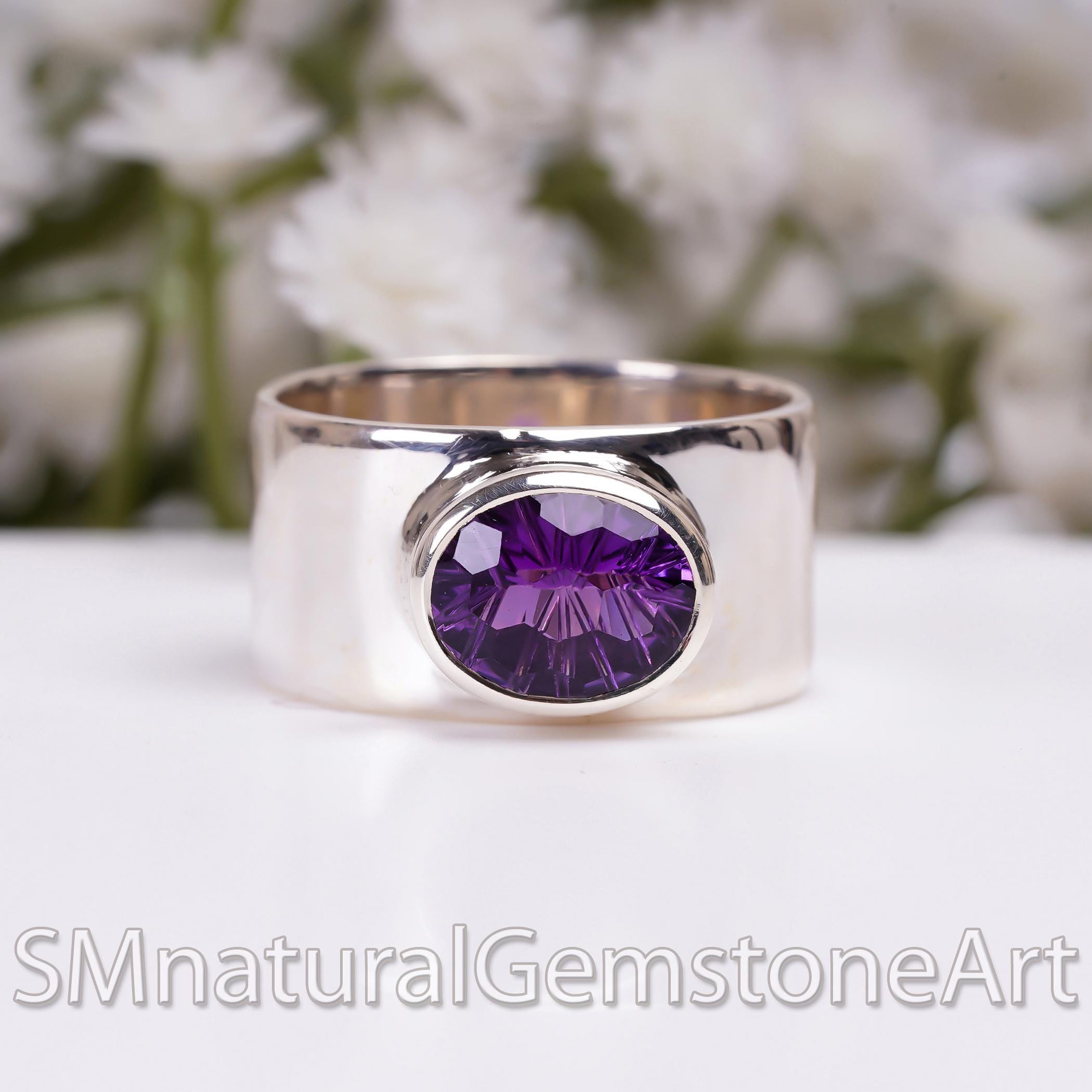 Anello Con Ametista Naturale, Fatto A Mano In Argento Sterling - Foto 13