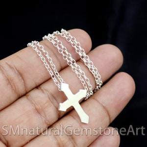 Sterling Silver Cross Necklace: Unisex Religious Jewelry (0.9 Inch)