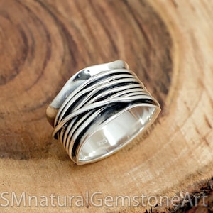 Handmade Sterling Silver Wraparound Ring - Wide Band (15 mm)