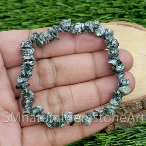 Natural Seraphinite Stretch Bracelet: Raw Gemstone Chip Beads