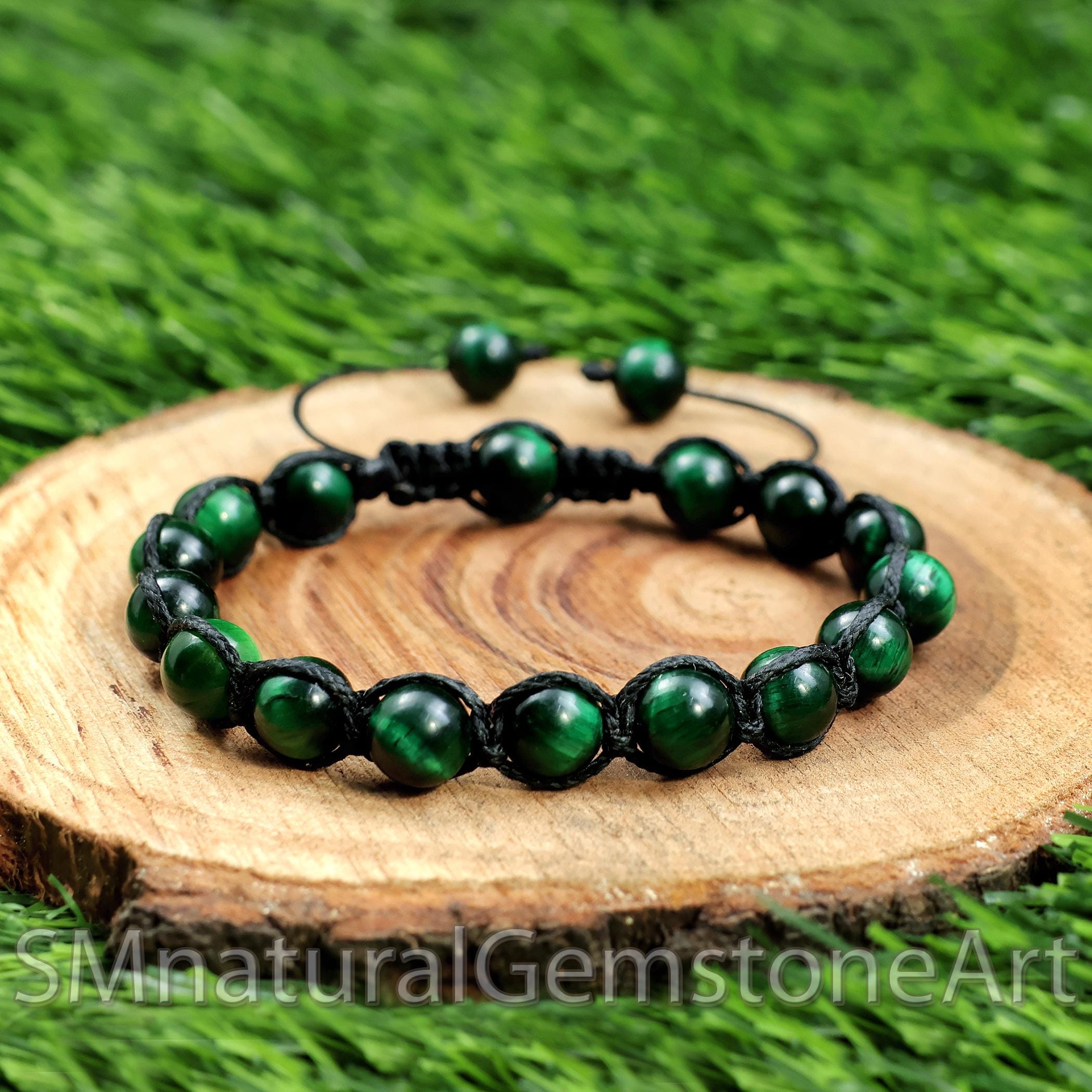 Green Tiger Eye Macrame Bracelet: Adjustable Gemstone Bracelet - Etsy