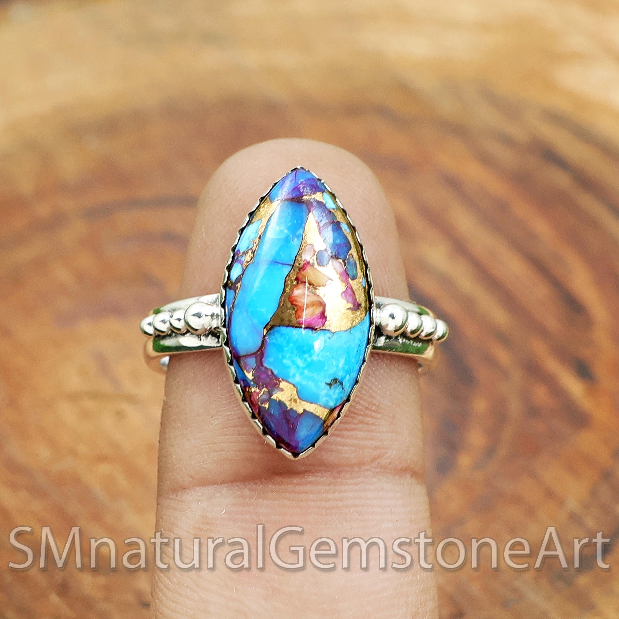 キングマン ピンクターコイズリング：スターリングシルバー