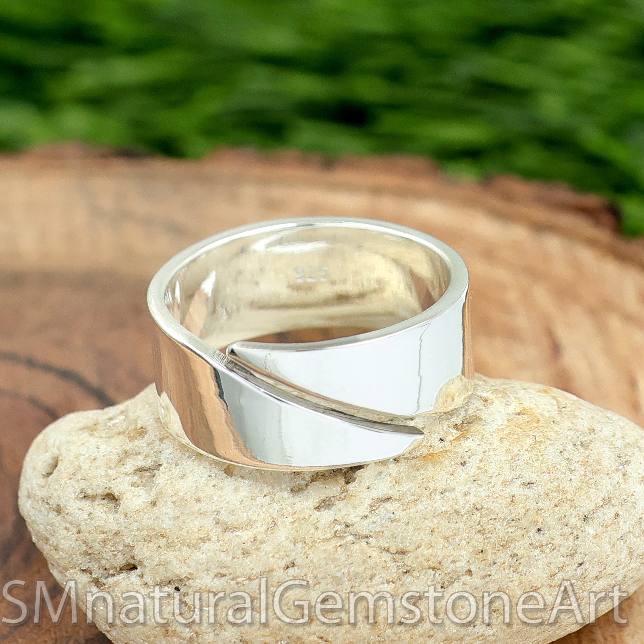 Adjustable 925 Sterling Silver Wide Band Ring: Comfort Fit, Unisex 