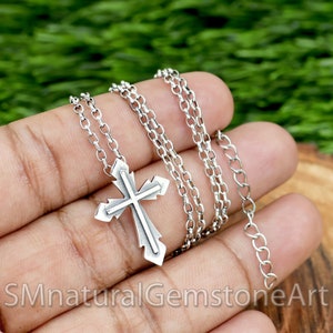 Sterling Silver Cross Necklace: Unisex Religious Jewelry (0.9 Inch)