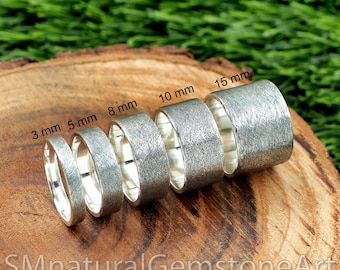 Oxidized Sterling Silver Band Ring: Matte Finish Comfort Fit, 2mm-15mm