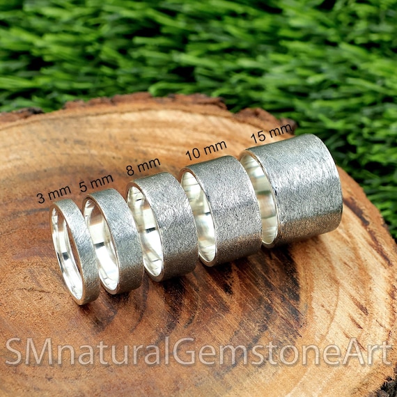 Oxidized Sterling Silver Band Ring: Matte Finish Comfort Fit, 2mm-15mm
