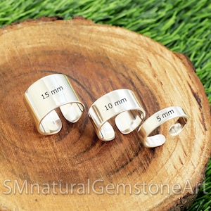 Sterling Silver Open Comfort Fit Band Ring - Adjustable Cuff Style