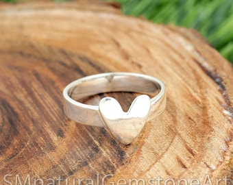 Sterling Silver Heart Ring: Minimalist Promise Ring (10mm)