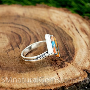 Oyster Copper Turquoise Ring: Square Filigree Sterling Silver Ring