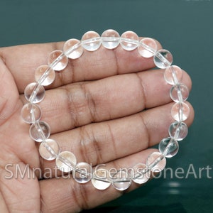 Natural Clear Quartz Bracelet: 8mm Crystal Gemstone, Spiritual Healing