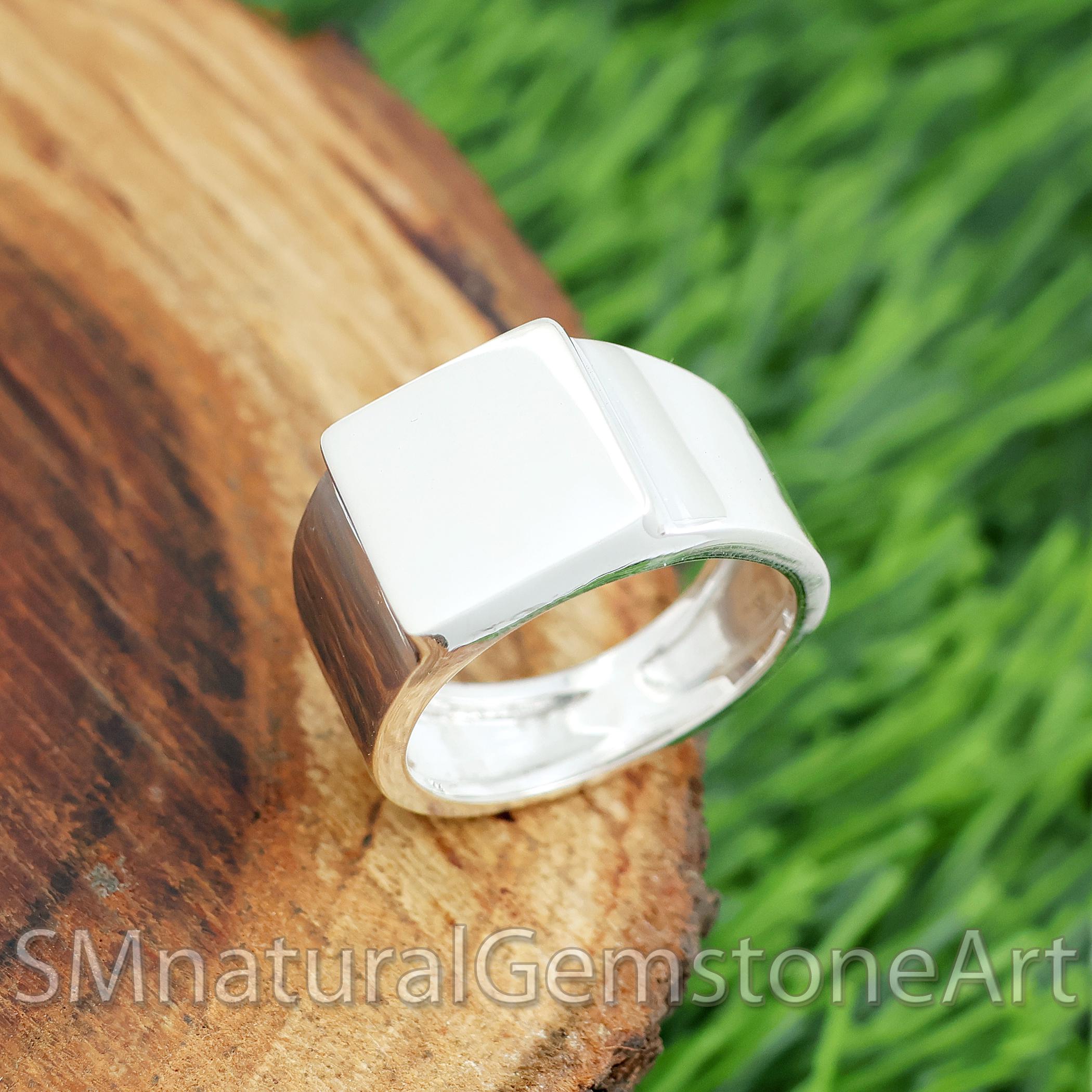 Square Signet Men's Ring: 925 Sterling Silver Statement Jewelry - Etsy