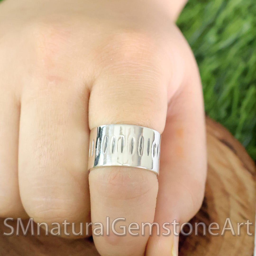 Textured Sterling Silver Wide Band Ring: 12mm Statement Thumb Ring - Etsy
