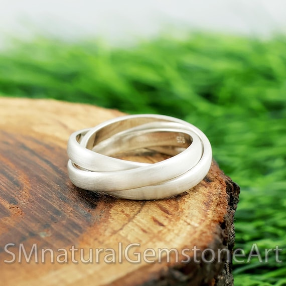3mm Handmade Triple Band Rolling Ring: Matt Finish 925 Sterling 