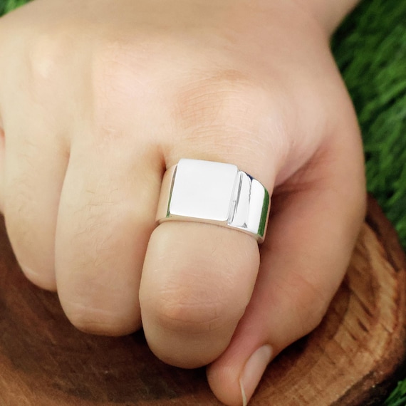 Square Signet Men's Ring: 925 Sterling Silver Statement Jewelry - Etsy