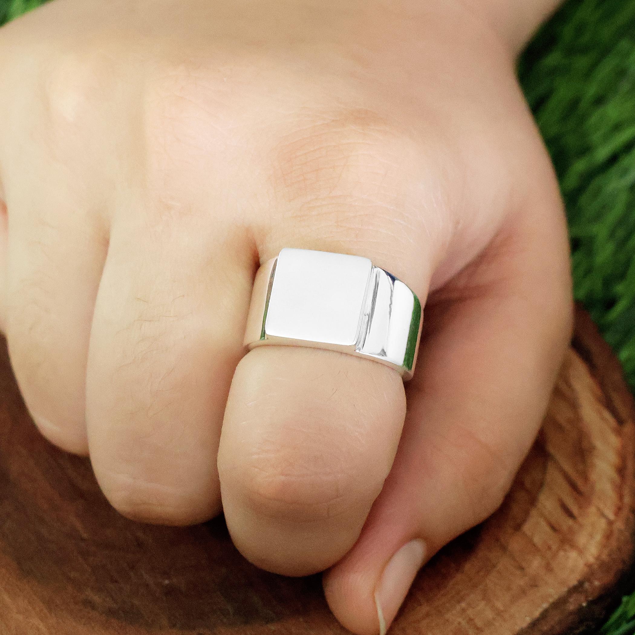 Square Signet Men's Ring: 925 Sterling Silver Statement Jewelry - Etsy